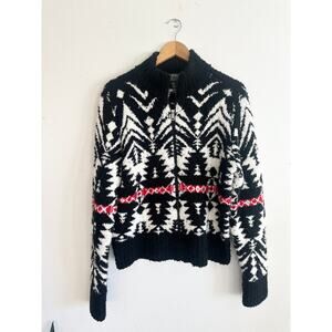 Lauren Ralph Lauren Geometric Zip Ski Sweater XL